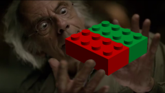 doc brown holding green red brick